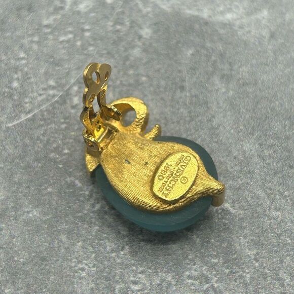 Givenchy 1980 Gold Tone Blue Stone Clip On Earrings Elegant For Womens - Picture 9 of 11